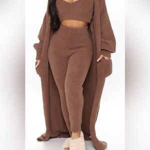 Cozy Brown Fleece Lounge Set